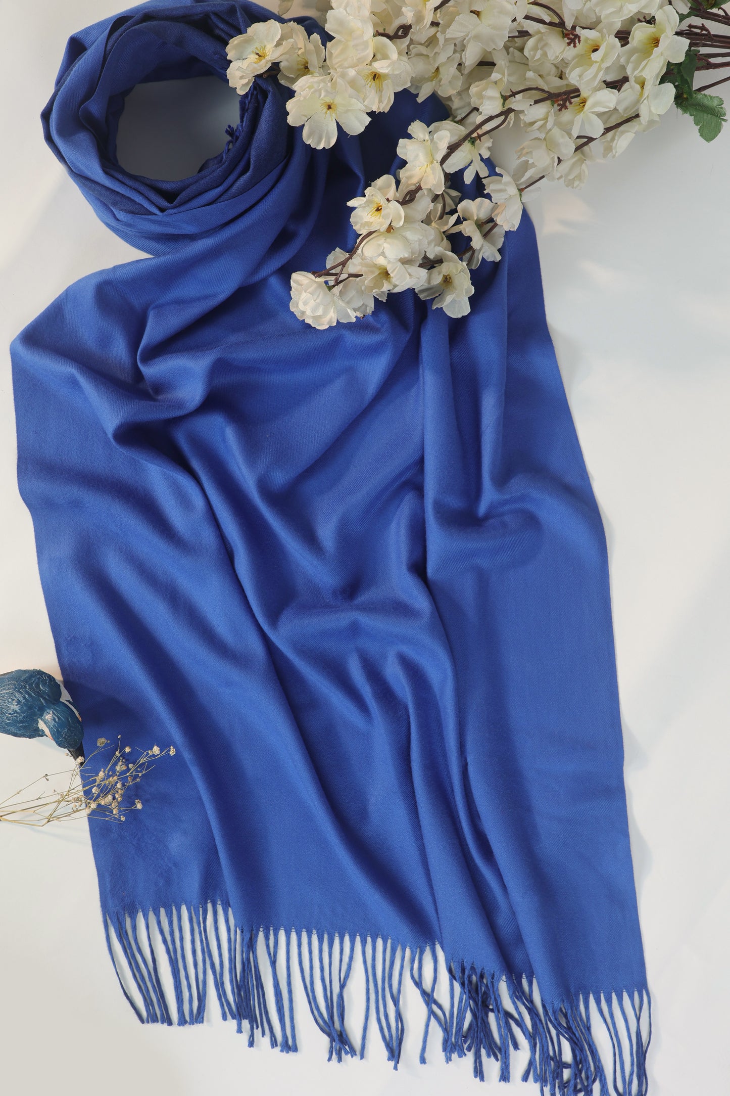 Double Sided Wool Scarf- grey blue