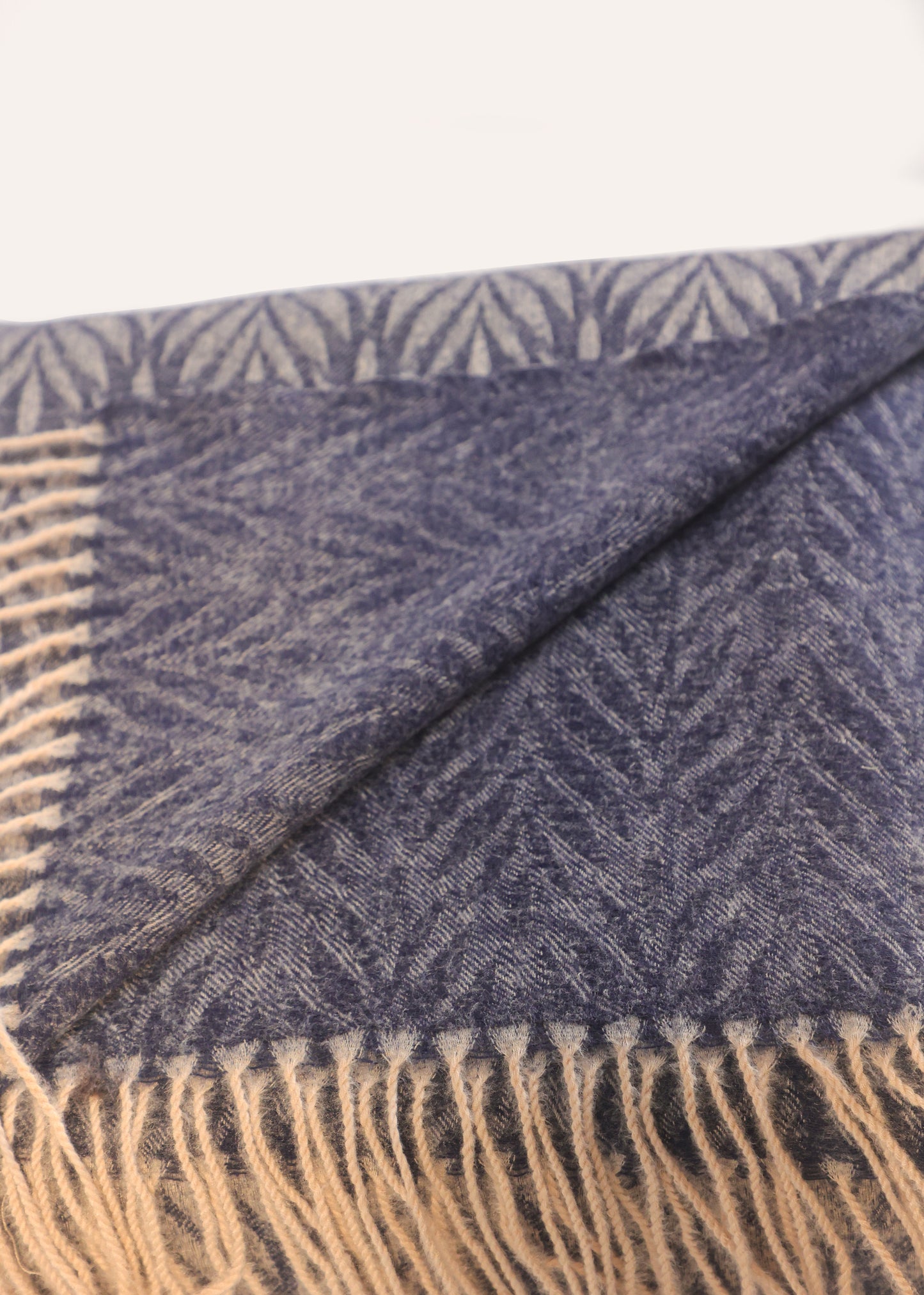 Chevron Wool Scarf -Navy Blue