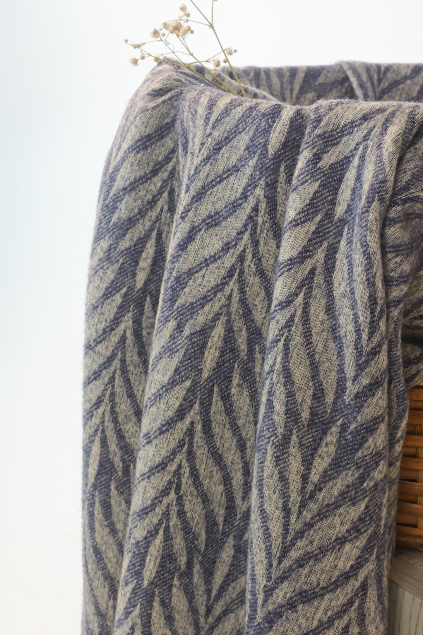 Chevron Wool Scarf -Navy Blue