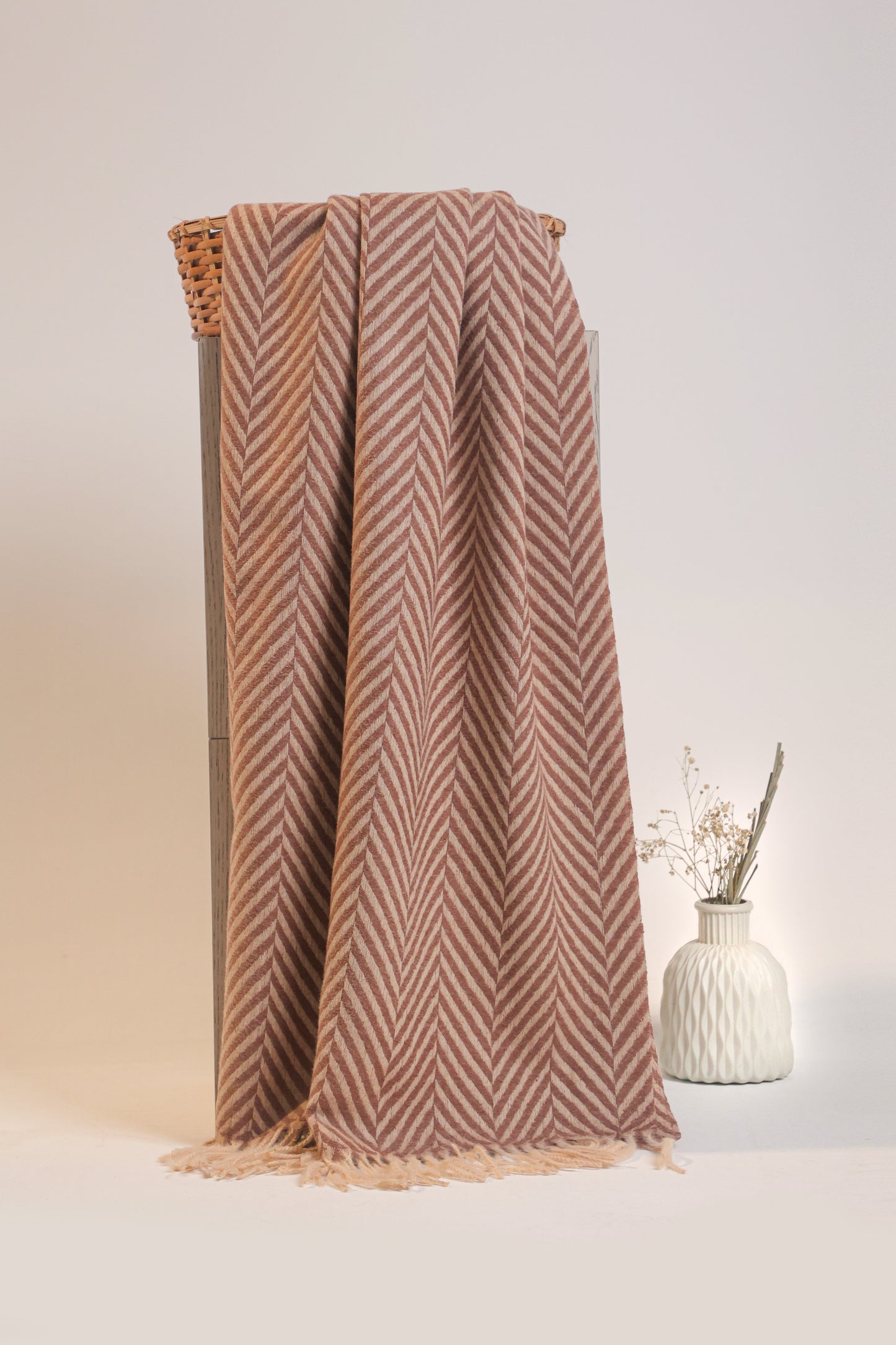 Chevron Wool Scarf -Brown