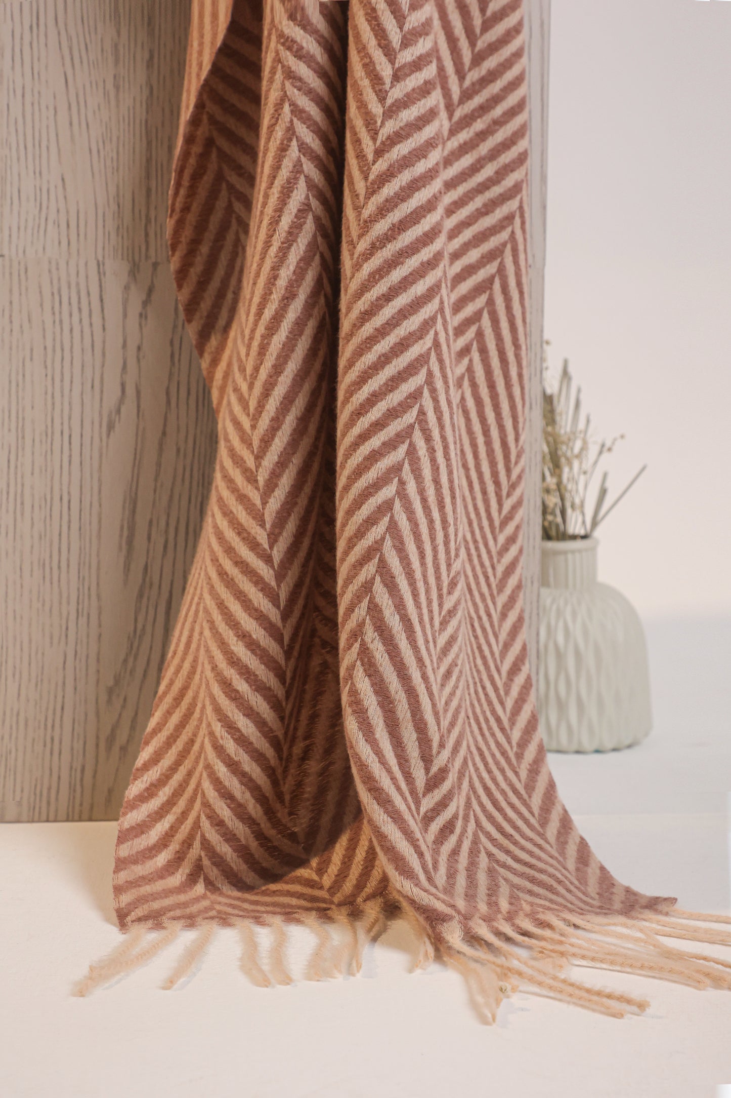 Chevron Wool Scarf -Brown