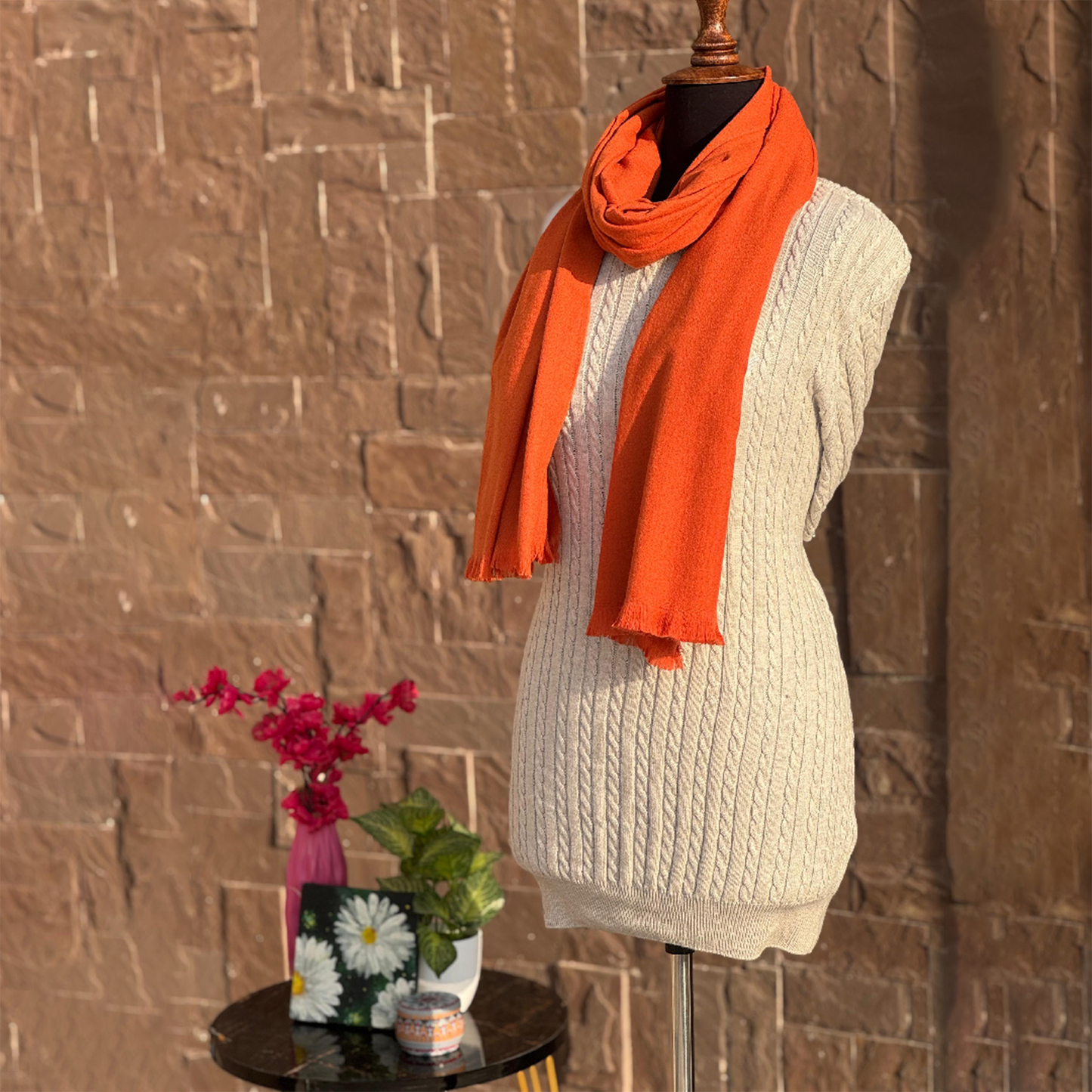 Cashmere Woolen Scarf- Rust orange