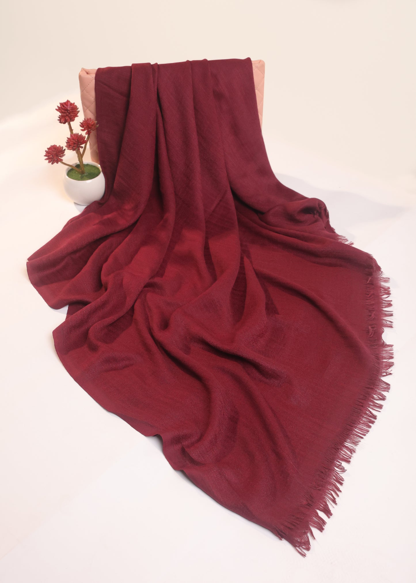Handwoven Cashmere scarf- maroon