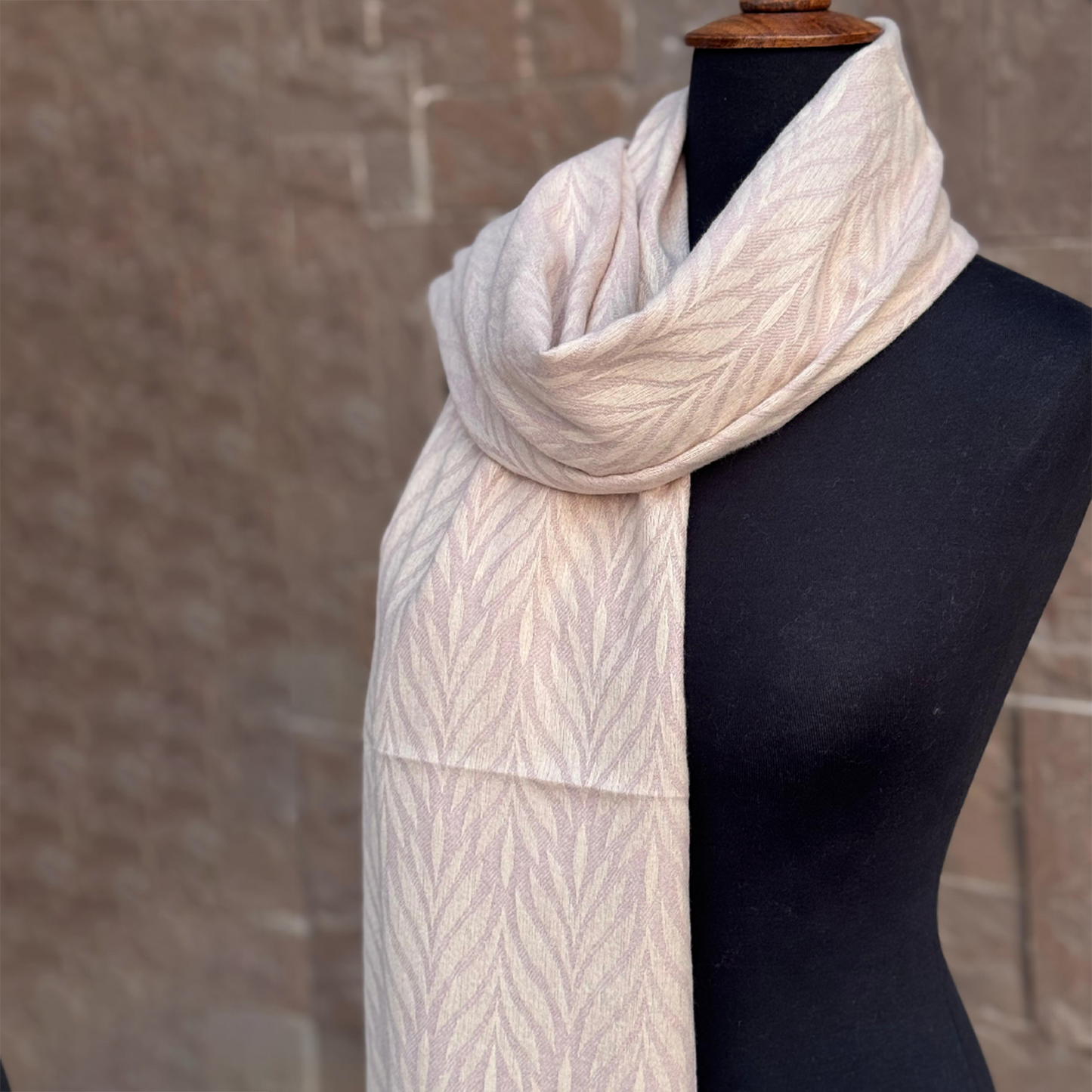 Chevron Wool Scarf -Powder Pink