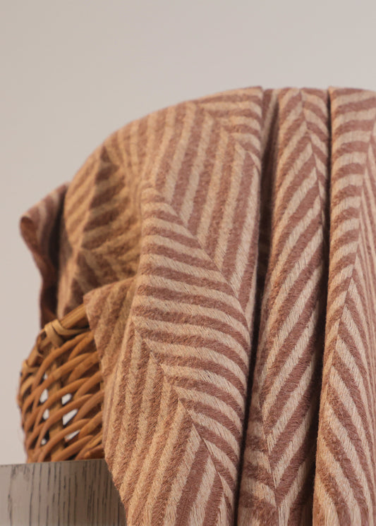 Chevron Wool Scarf -Beige